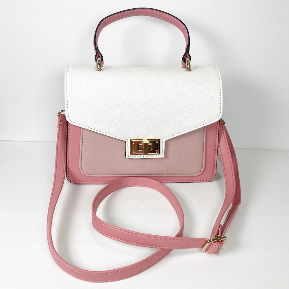 Aldo Pink White Top Handle Turn Lock Crossbody Bag NWOT - Picture 13 of 16